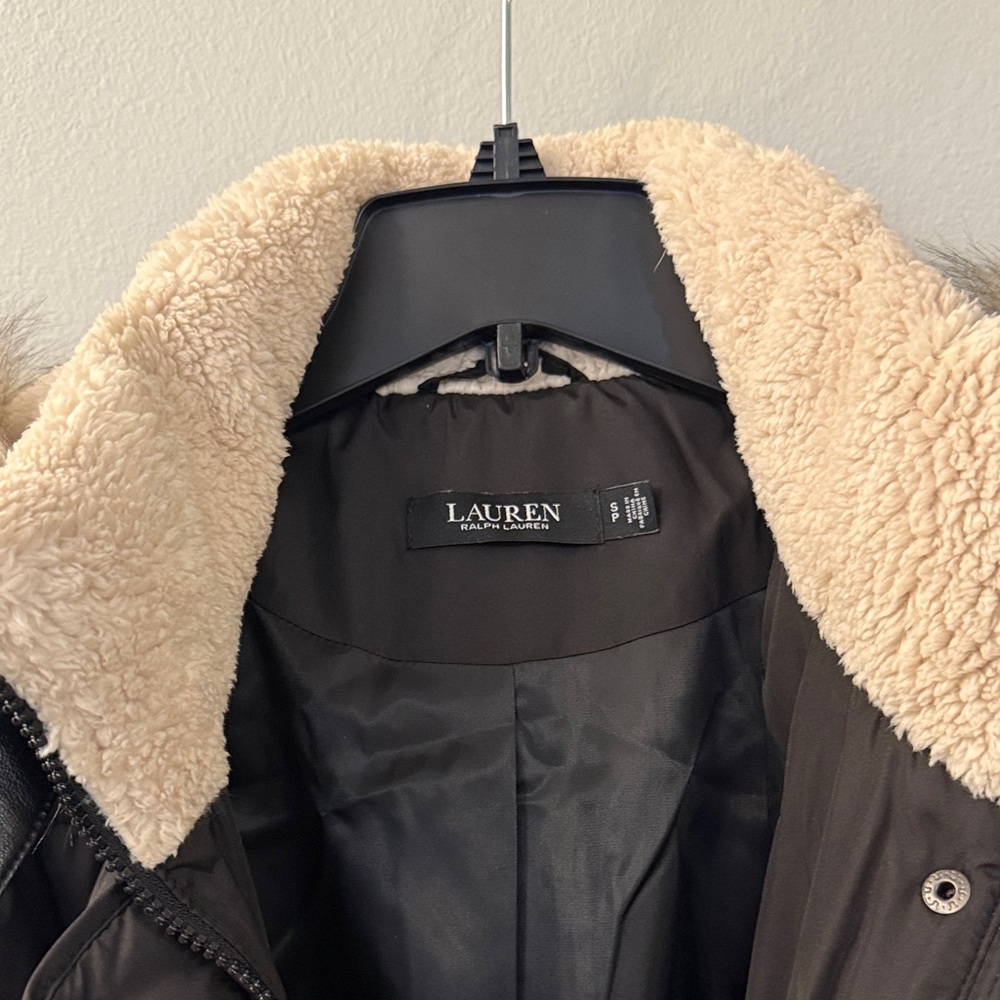 Ralph Lauren Black Label Black Puffer Coat with Fur Hood - Picture 5 of 5